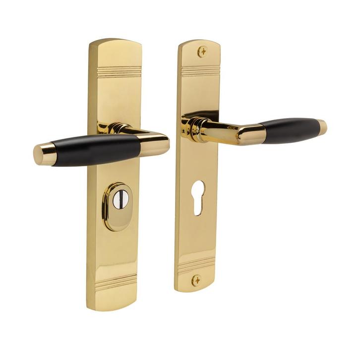 Retro buitendeurbeslag klink/klink PC55 in messing gelakt..., Doe-het-zelf en Bouw, Hang- en Sluitwerk, Klink of Kruk, Nieuw, Koper of Messing