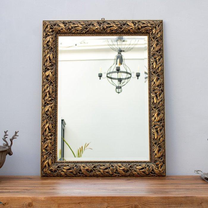 Spiegel- Spiegel met lijst en uitstekende decoraties - Hout,, Antiek en Kunst, Curiosa en Brocante