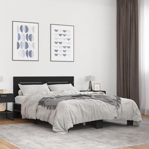 vidaXL Bedframe bewerkt hout metaal zwart 120x200 cm, Huis en Inrichting, Slaapkamer | Bedden, Nieuw, Verzenden