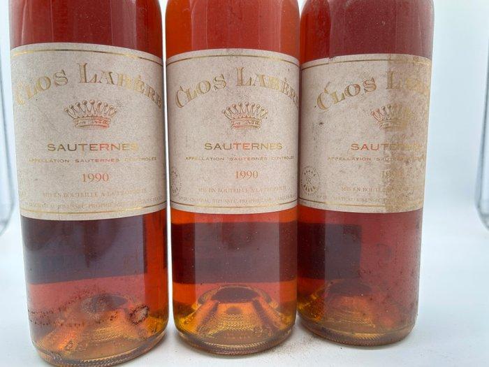 1990 Clos Labere Château Rieussec - Sauternes - 3 Flessen, Verzamelen, Wijnen
