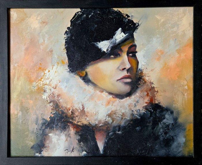 Robert Popczyk - In a hat, Antiek en Kunst, Kunst | Schilderijen | Modern