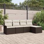 vidaXL Tuinbank Set met kussen met opslag 5 pcs Bruin Poly, Verzenden, Nieuw