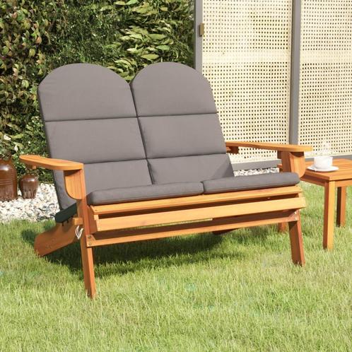 vidaXL Tuinbank Adirondack met kussens 126 cm massief, Tuin en Terras, Tuinsets en Loungesets, Nieuw, Verzenden