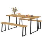 Eettafelset – Houten tafel - Gezellig – Natuurlijkhout, Ophalen of Verzenden, Nieuw