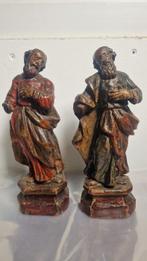 Figuursnijwerk, Pair of evangelists saints - 21 cm - Hout, Antiek en Kunst