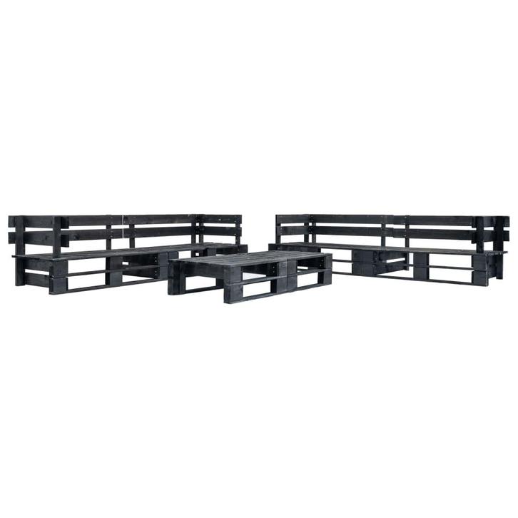 vidaXL 6-delige Loungeset pallet hout zwart, Tuin en Terras, Tuinsets en Loungesets, Loungeset, Nieuw, Verzenden