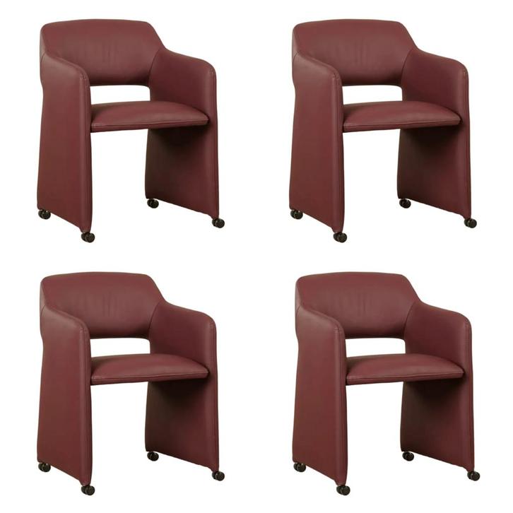 Set van 4 Leren eetkamerstoelen Icon - Toledo Bordeaux, Huis en Inrichting, Stoelen, Nieuw, Eén, Leer, Ophalen of Verzenden