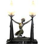 Art Deco H. 42 cm. - Emile Carlier - Lamp - Glas, Marmer,