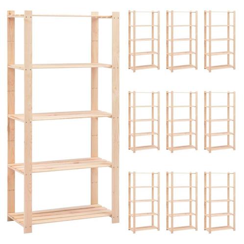 vidaXL Opbergrekken 5-laags 10 st 80x38x170 cm grenenhout, Huis en Inrichting, Kasten | Stellingkasten, Nieuw, Verzenden