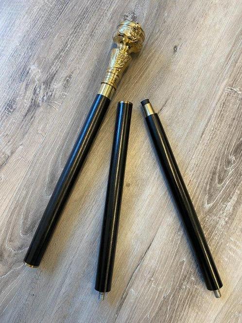 Wandelstok - kompas met zonnewijzer wandelstok zwaar messing, Antiek en Kunst, Kunst | Designobjecten