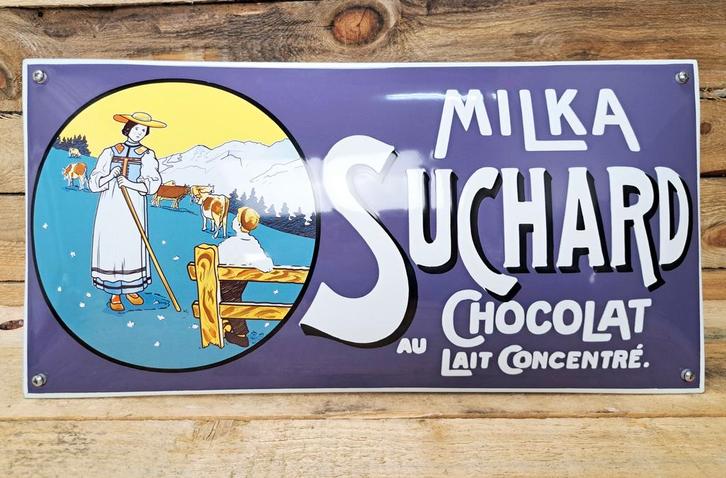 Milka Suchard au Lait emaille reclamebord, Verzamelen, Merken en Reclamevoorwerpen, Verzenden