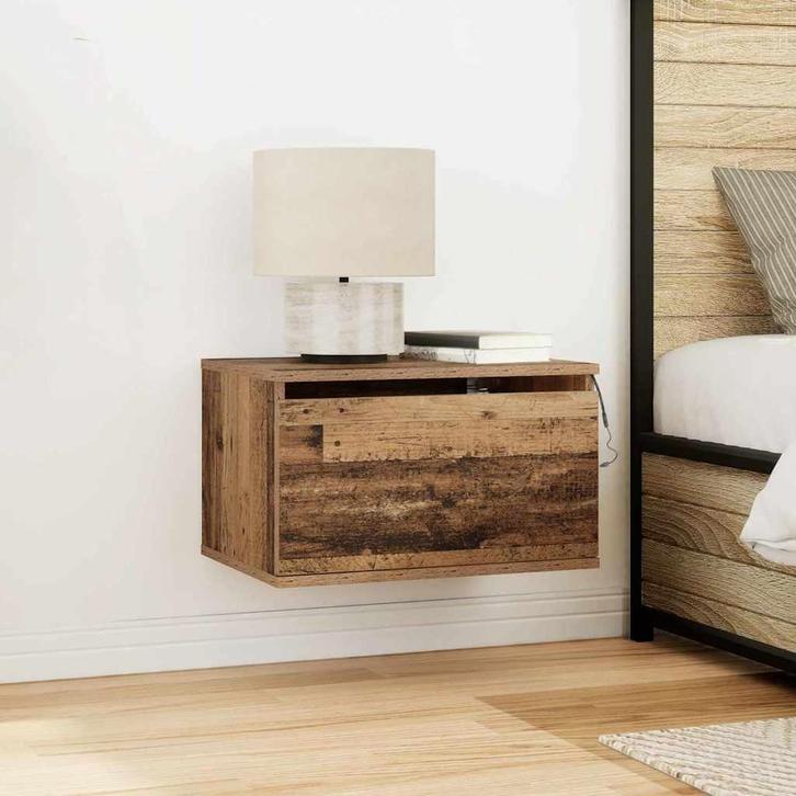 vidaXL Wandkastje voor Bed 2 pcs Oud hout 50 x 36 x 30 cm, Huis en Inrichting, Slaapkamer | Nachtkastjes, Nieuw, Verzenden