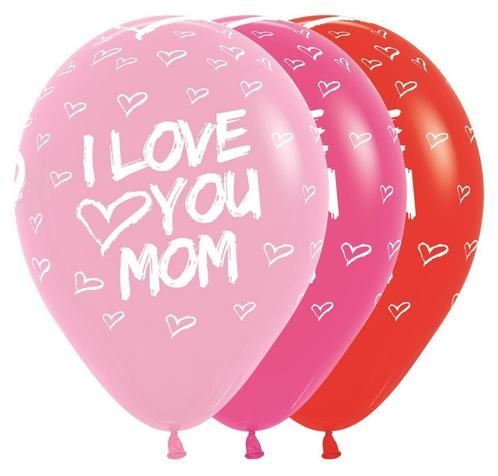 Ballonnen I Love You Mom Mix 30cm 25st, Hobby en Vrije tijd, Feestartikelen, Nieuw, Verzenden