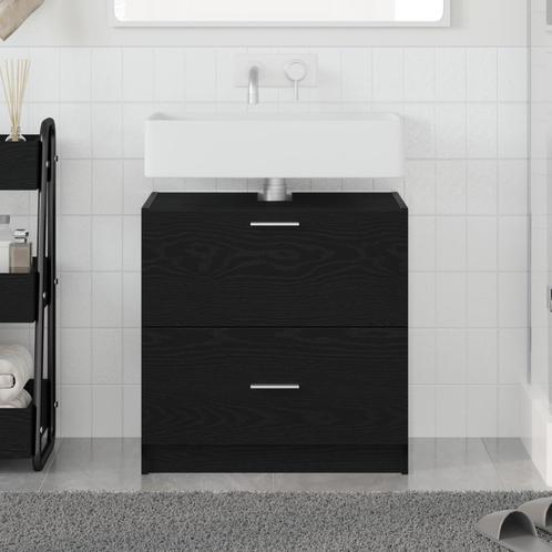vidaXL Wasbak Kast Zwart Eiken 59x37x59 cm Geengineerd Hout, Huis en Inrichting, Badkamer | Badkamermeubels, Nieuw, Verzenden