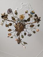 Lampe à suspendre - Fer - Roselline en céramique, Antiquités & Art