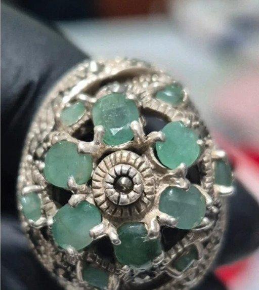 Zonder Minimumprijs - Ring Zilver Smaragd - Ring met smaragd, Handtassen en Accessoires, Ringen