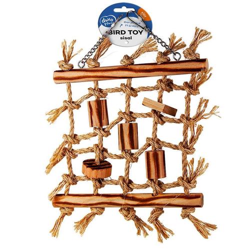 Klimnet in sisal en houten bbq blokken 36x26x4cm, Dieren en Toebehoren, Vogels | Toebehoren, Nieuw