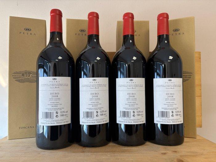 2018 Petra, Hebo - Toscane IGT - 4 Magnums (1,5 l), Verzamelen, Wijnen