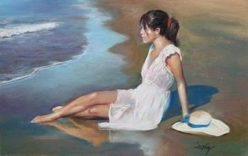 Domingo Alvarez Gomez (1942) - Chica en la orilla del mar