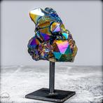Zeer zeldzaam Regenboog Aura Amethist - Kwarts aan stand-