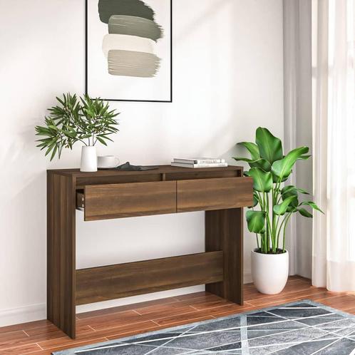 vidaXL Wandtafel 100x35x76,5 spaanplaat bruin eikenkleur, Huis en Inrichting, Tafels | Bijzettafels, Nieuw, Verzenden
