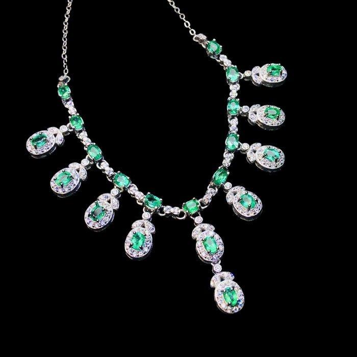 Zonder minimumprijs - Statement ketting Zilver - 7.14ct. tw., Handtassen en Accessoires, Antieke sieraden