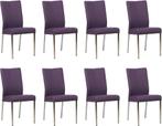 Set van 8 Paarse leren moderne eetkamerstoelen - Toledo Leer, Huis en Inrichting, Stoelen, Nieuw, Leer, Ophalen of Verzenden, Modern