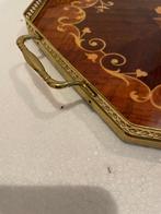 Dienblad - Hout, Messing - italiaans houten dienblad, Antiek en Kunst