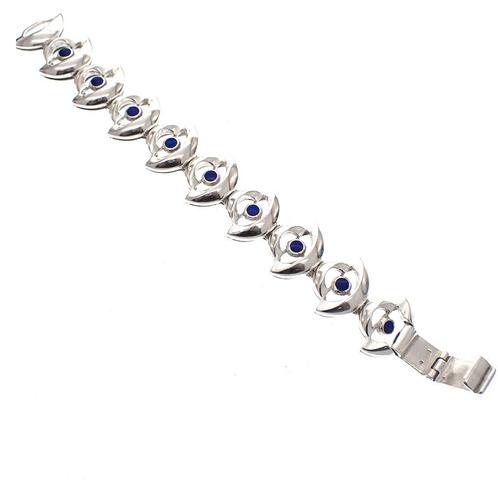Zilveren armband met emaille ogen | 19 cm (zware armband), Handtassen en Accessoires, Armbanden, Overige kleuren, Gebruikt, Zilver