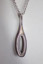 Zilver - Ketting met hanger - Gesign. P A - Onyx