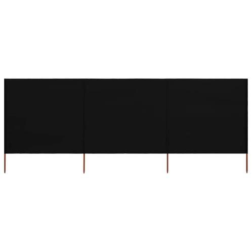vidaXL Windscherm 3-panelen 400x120 cm stof zwart, Tuin en Terras, Parasols, Nieuw, Verzenden