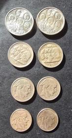 Belgique. 8 coins (20-50-100-500 Frank) - 4 French version, Postzegels en Munten