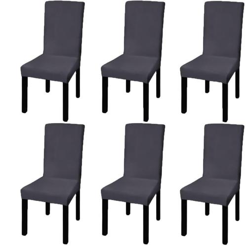 vidaXL Stoelhoezen 6 st stretch recht antracietkleurig, Tuin en Terras, Tuinmeubel-accessoires, Nieuw, Verzenden