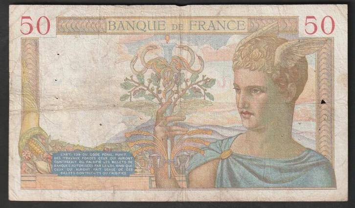 Fay 17/17 50 Francs Ceres 12/09/1935 Pick 81, Postzegels en Munten, Bankbiljetten | Europa | Niet-Eurobiljetten, België, Verzenden