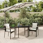 vidaXL 3-delige Tuinset met kussens poly rattan zwart, Verzenden, Nieuw, Tuinset
