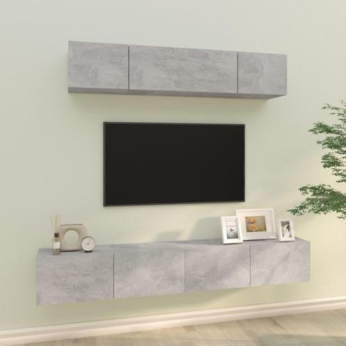 vidaXL Ensemble de meubles TV 4 pcs Gris bÃ©ton Bois, Maison & Meubles, Armoires | Mobilier de télévision, Neuf, Envoi