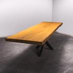Boomstamtafel, Eettafel 300x95 massief hardhout, metaalpoot, 200 cm of meer, 50 tot 100 cm, Nieuw, Robuust Modern