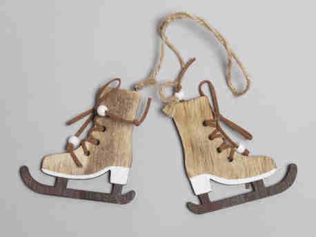 Houten schaatsen 8, 5*8, 5 cm. naturel hanger, Hobby en Vrije tijd, Knutselen, Nieuw