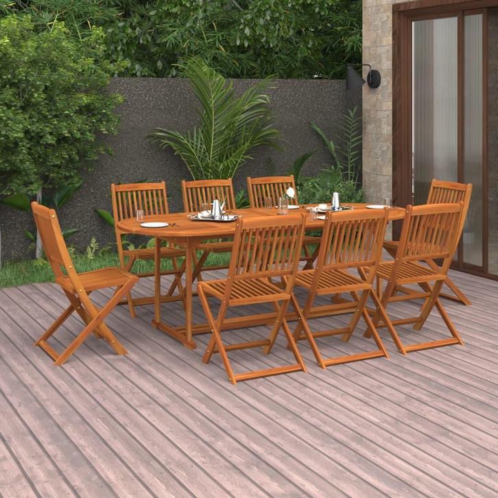 vidaXL 9-delige Tuinset 220x90x75 cm massief acaciahout, Tuin en Terras, Tuinsets en Loungesets, Tuinset, Nieuw, Verzenden