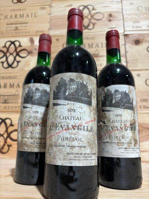 1978 Château l’Evangile - Pomerol - 3 Flessen (0.75 liter), Verzamelen, Wijnen
