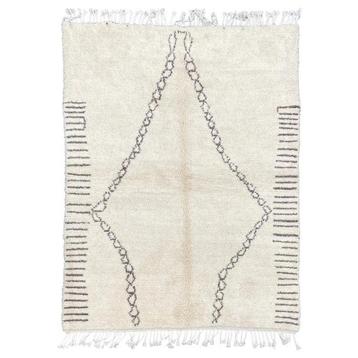 White Berber Area Rug - Contemporary Moroccan Wool Rug -