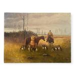 Europese school (XX) - Hunters with dogs and horses, Antiek en Kunst