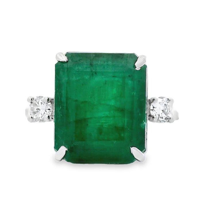 Zonder Minimumprijs - Ring Platina - 8.50ct. tw. Smaragd -, Handtassen en Accessoires, Ringen