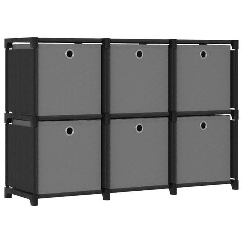vidaXL Kast met 6 vakken met boxen 103x30x72,5 cm stof zwart, Huis en Inrichting, Kasten | Boekenkasten, Nieuw, Verzenden