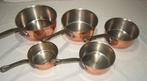 Een degelijke set van 5 koperen Franse pannen - Pan - Koper,