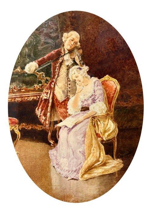 Riccardo Galli (1869–1944) - Scena di corte francese, Antiek en Kunst, Kunst | Schilderijen | Klassiek