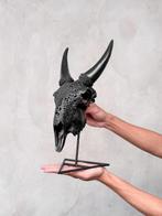 Pas de prix de réserve - Vrai crâne de chèvre noir sculpté -