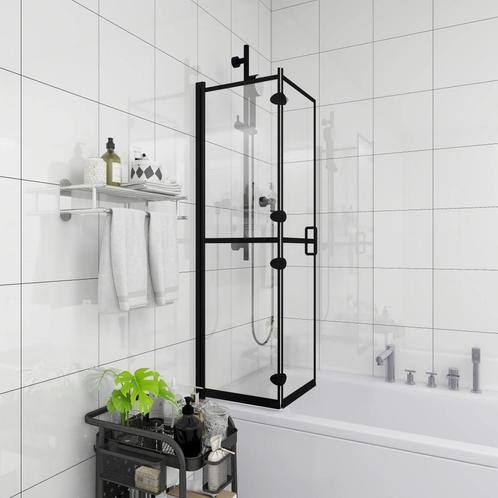 vidaXL Douchewand inklapbaar 120x140 cm ESG zwart, Doe-het-zelf en Bouw, Sanitair, Nieuw, Verzenden
