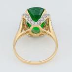 Ring - 14 karaat Geel goud - 7.14ct. tw. Tsavoriet - Diamant