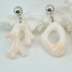 Koraal - Zilver - Oorbellen - Corallo rosato/wit